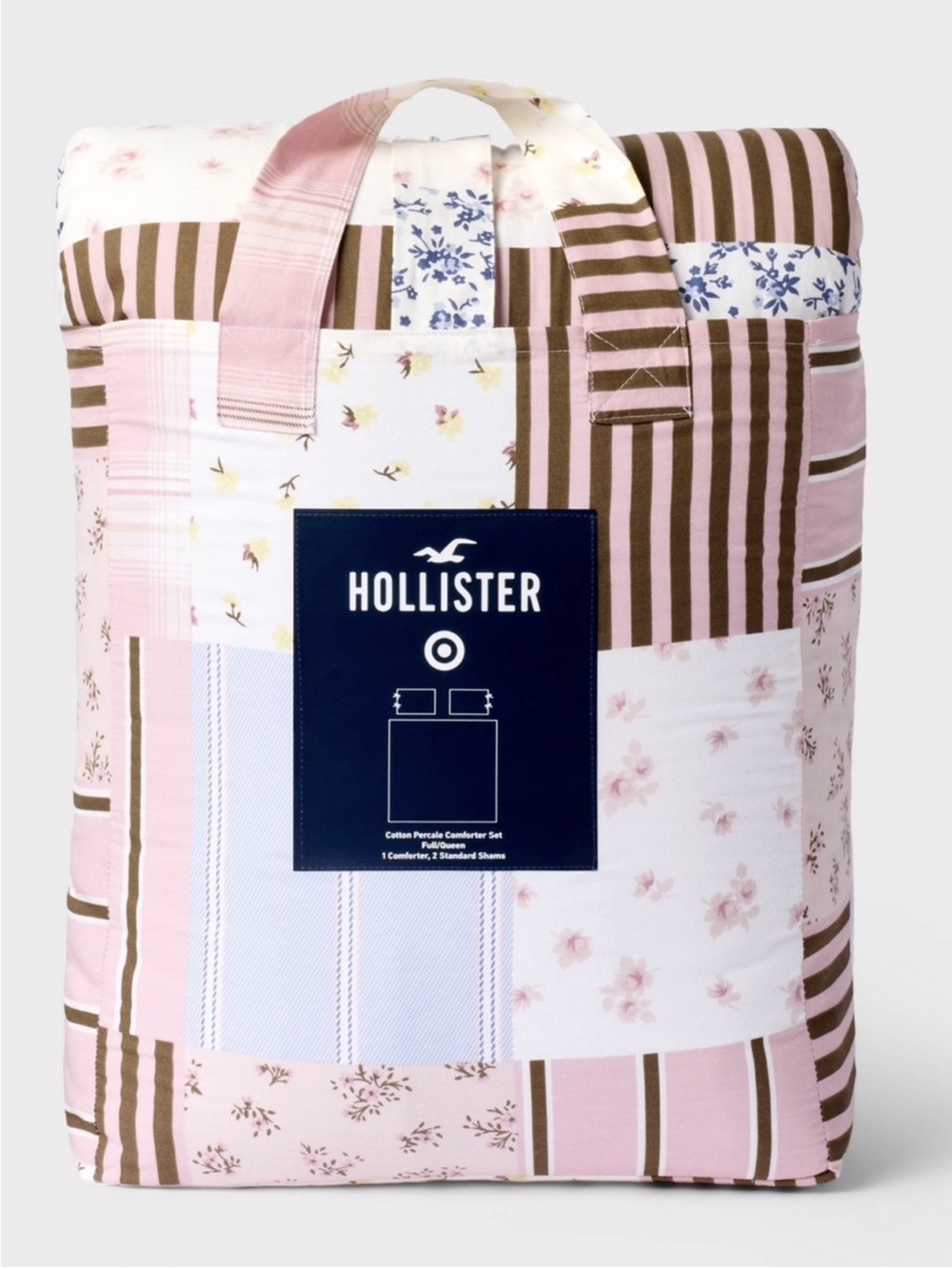 Hollister x Target FULL/QUEEN 3pc Percale Patchwork Comforter & 2 Shams Set NEW